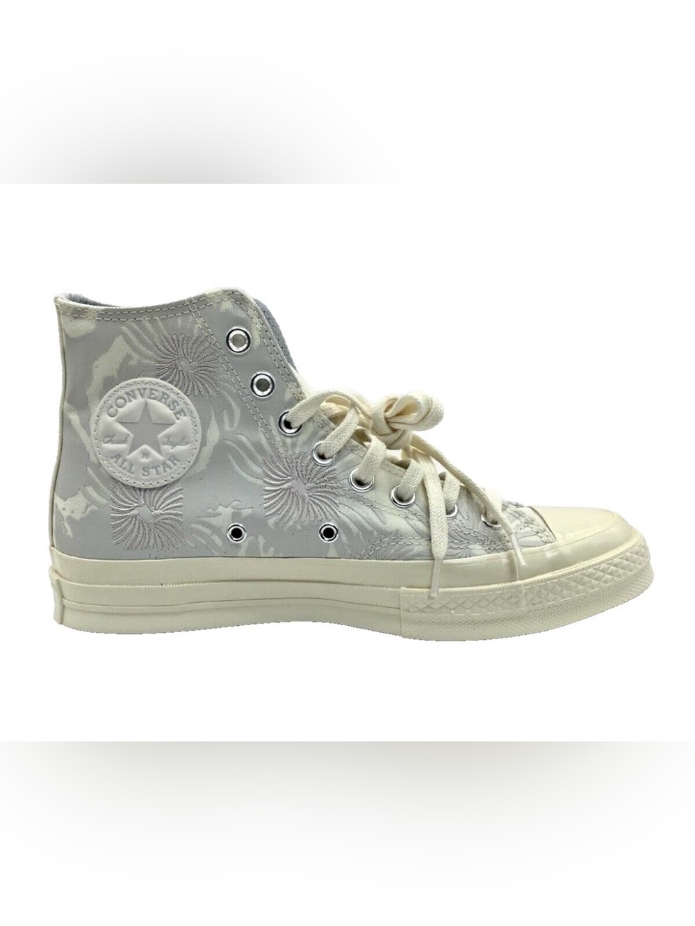 Converse Chuck Taylor 70 Hi Floral Print Gray Cream Sneakers Shoes-Womens 9.5